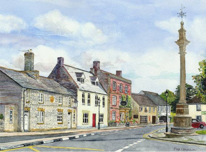 Church Street, Ilchester - A watercolour painting by Faye Edmondson