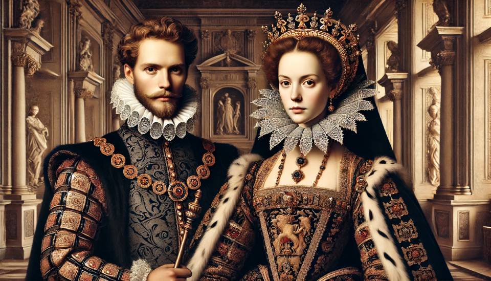 An historical portrait of Queen Mary I of England and her husband, Philip II of Spain.