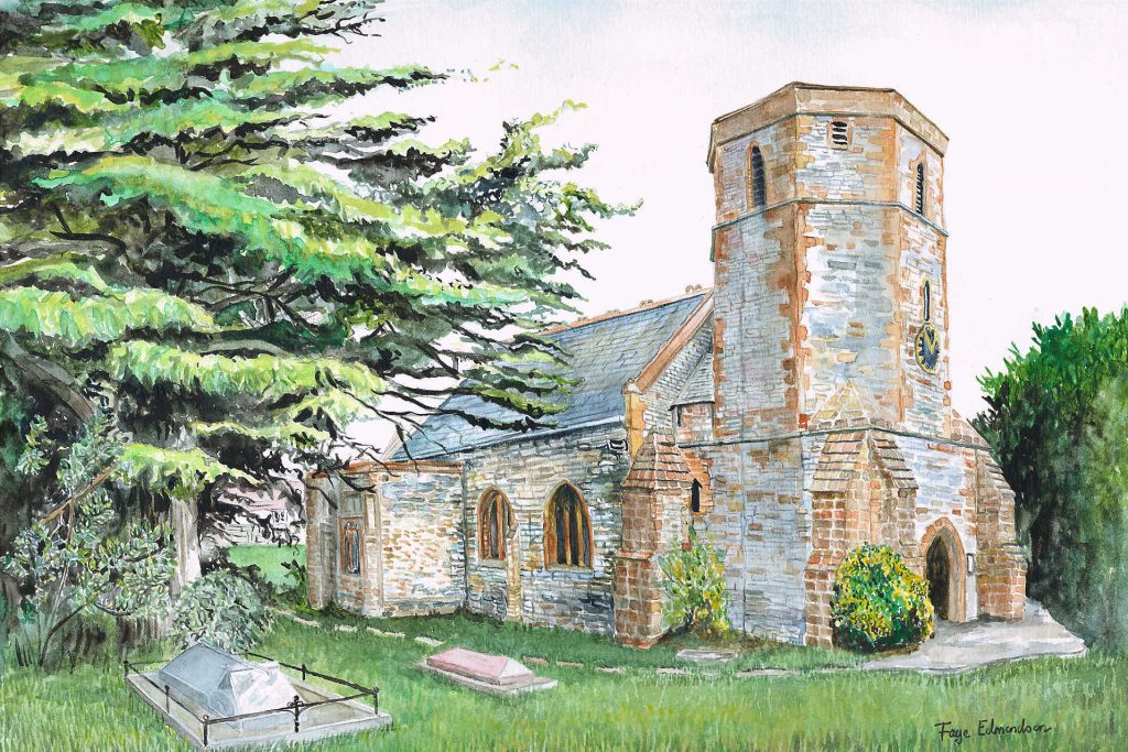 The Church of St Mary Major, Ilchester, Somerset - painted by local artist, Faye Edmondson